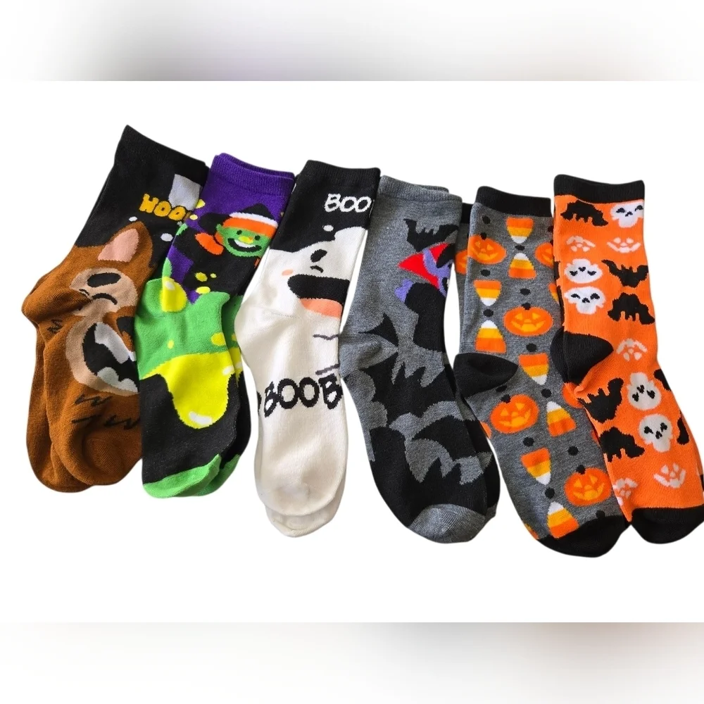 Halloween Themed Socks Set 6 Pairs Womens Large